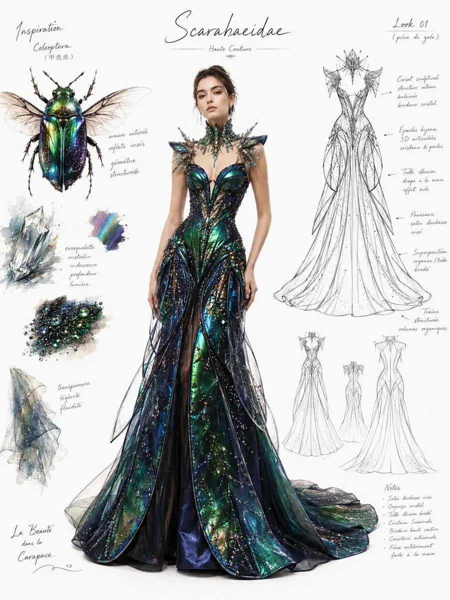 Beetle-Inspired Couture Fashion Sheet